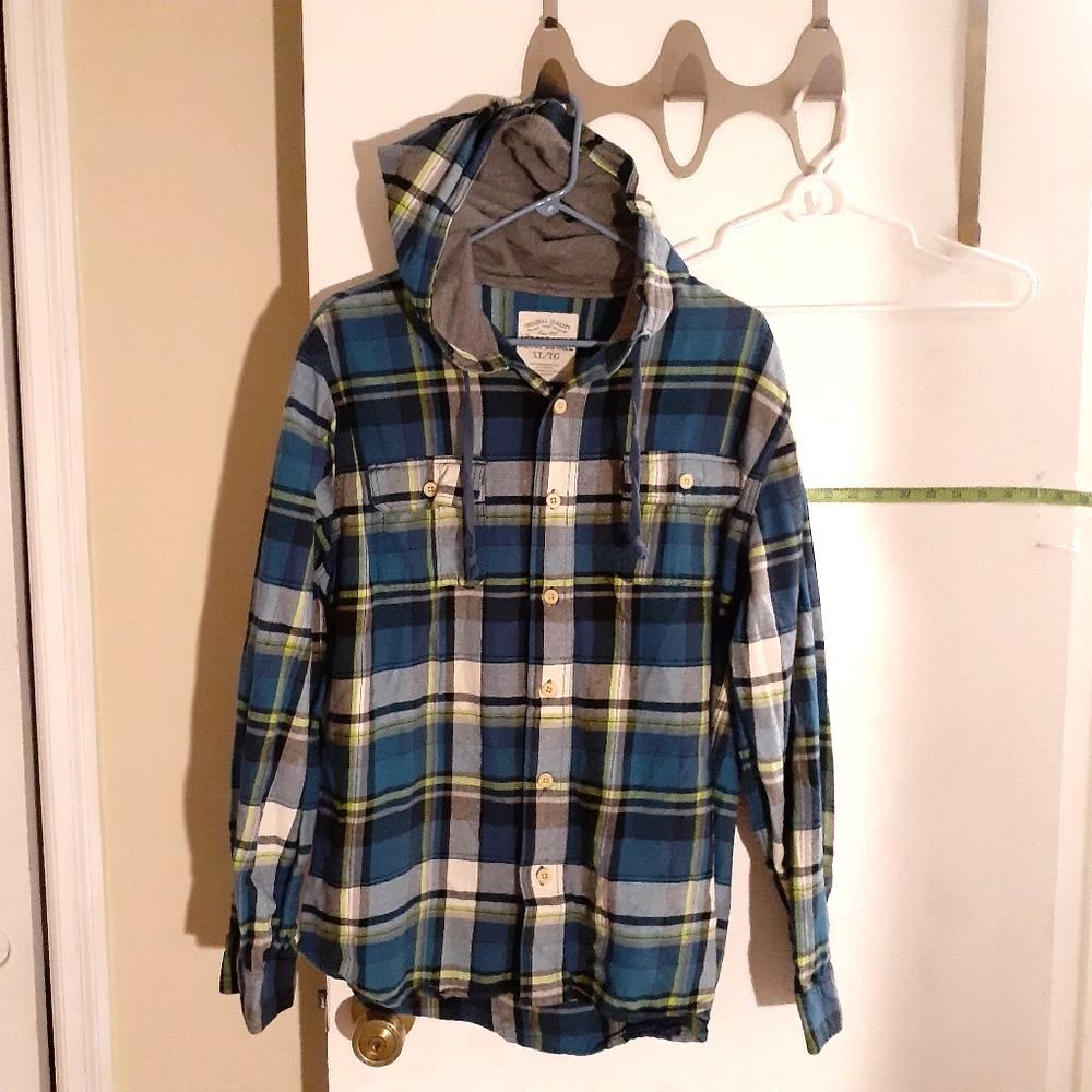 Aeropostale shirt men's XL cotton plaid blue jacket button down winter fall top